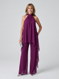 Bearim | Halter Neck Asymmetric Tunic Set - Purple
