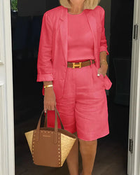 Riley - Stylish Two-Piece Suit Set - Red