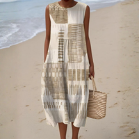 Helena™ | Artistic Print Summer Dress - Sandstone