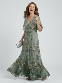 Selora | Halter Bloom Flow Maxi Dress - Sage Green
