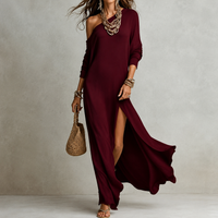 Keara™ Elegant Dress - Burgundy