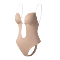 Lina - Diepe V-hals Backless Body Shaper - Nude
