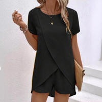 AMALIA™ – Elegant Summer Co-ord Lounge Set - Black