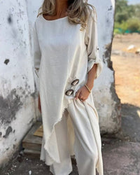 Isabelle | Relaxed Linen Blend Set - White