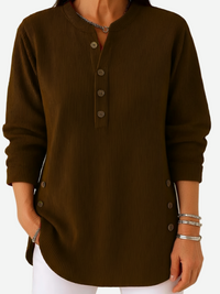 Harperly – Long Sleeve Solid Knit Sweater - Dark Brown