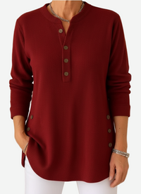 Harperly – Long Sleeve Solid Knit Sweater - Burgundy