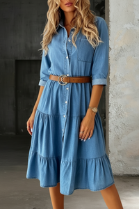 Barbara | Casual Elegant Denim Dress - Light Blue