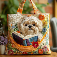 Handcrafted Bag | Shih Tzu and Books - 15" x 13.8"