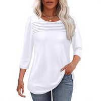 TESSARA™ – Casual Pleated Front Spring Top - White