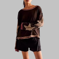 PETIT™ - Casual Summer Loose Long-Sleeve Streetwear Top - Dark Brown
