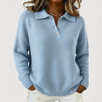 Isabel | Cozy Collared Knit Sweater - Blue