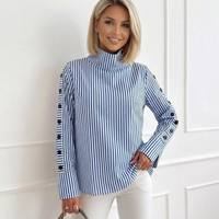 Sablelle Blue Striped High Neck Top - Blue