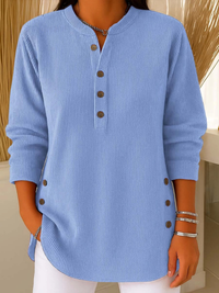 Eden | Button Henley Tunic - Blue