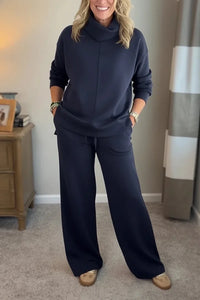 Colleen™ | Women Casual Turtle-neck 2 Piece - Dark Blue