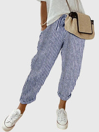 Reina™ | Elegant Women's Pants - Blue (Striped)