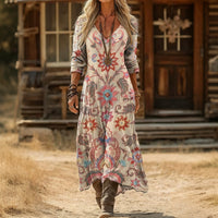 Evelyn | Vintage-Inspired Long Sleeve Casual Dress - Multicolor