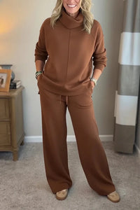 Colleen™ | Women Casual Turtle-neck 2 Piece - Brown
