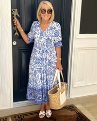 Keisha | Graceful V-Neck Floral - Blue