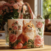 Handcrafted Bag | The Brown Cat and the Rose - 15" x 13.8"