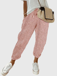 Reina™ | Elegant Women's Pants - Red (Striped)
