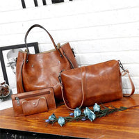 Sutton | Women Stylish Retro 4-Piece Bag Set - Brown