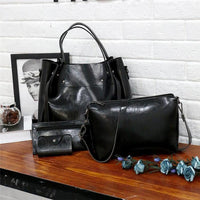 Sutton | Women Stylish Retro 4-Piece Bag Set - Black