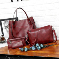 Sutton | Women Stylish Retro 4-Piece Bag Set - Red