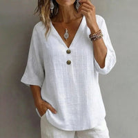 Casual Solid Colour Blouse - White