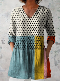 Valerie | Long Blouse with V-Neck - Multicolor