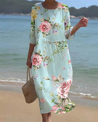 Keely | Sunset Flower Dress - Blue Flowers
