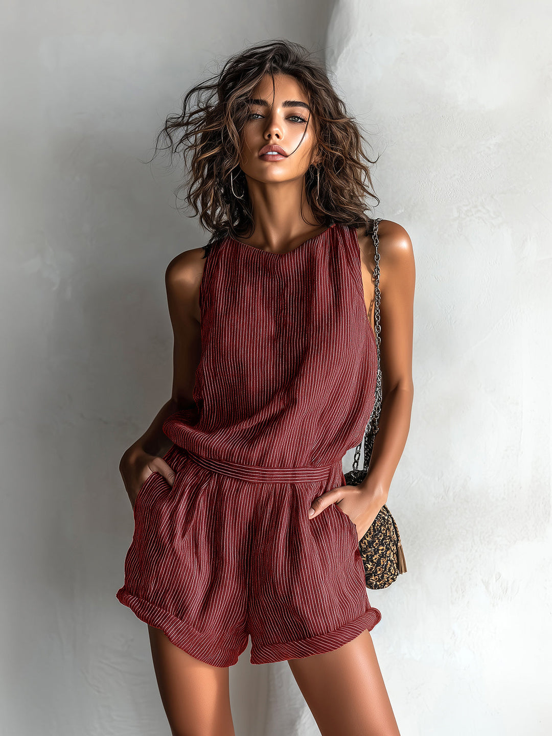 LIVIA | Striped Linen-Blend Romper