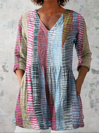 Anais | Long Blouse with V-Neck - Multicolor