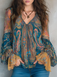 Sara™ | Blouse With Ruffled Cuffs - Teal