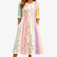 Pastel Garden Panel Pocket Midi Dress - S