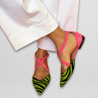 Fern - Ballet Flats with Straps - Green