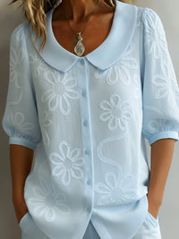 Kayleigh  | Light Floral Blouse Natural Elegance - Blue