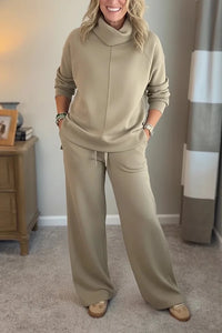 Colleen™ | Women Casual Turtle-neck 2 Piece - Khaki