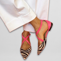 Fern - Ballet Flats with Straps - White