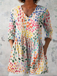 Pauline | Long Blouse with V-Neck - Multicolor