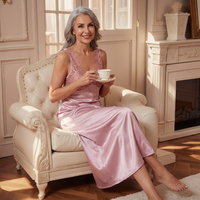 Rosalie | Soft Lace Backless Nightgown - Pink