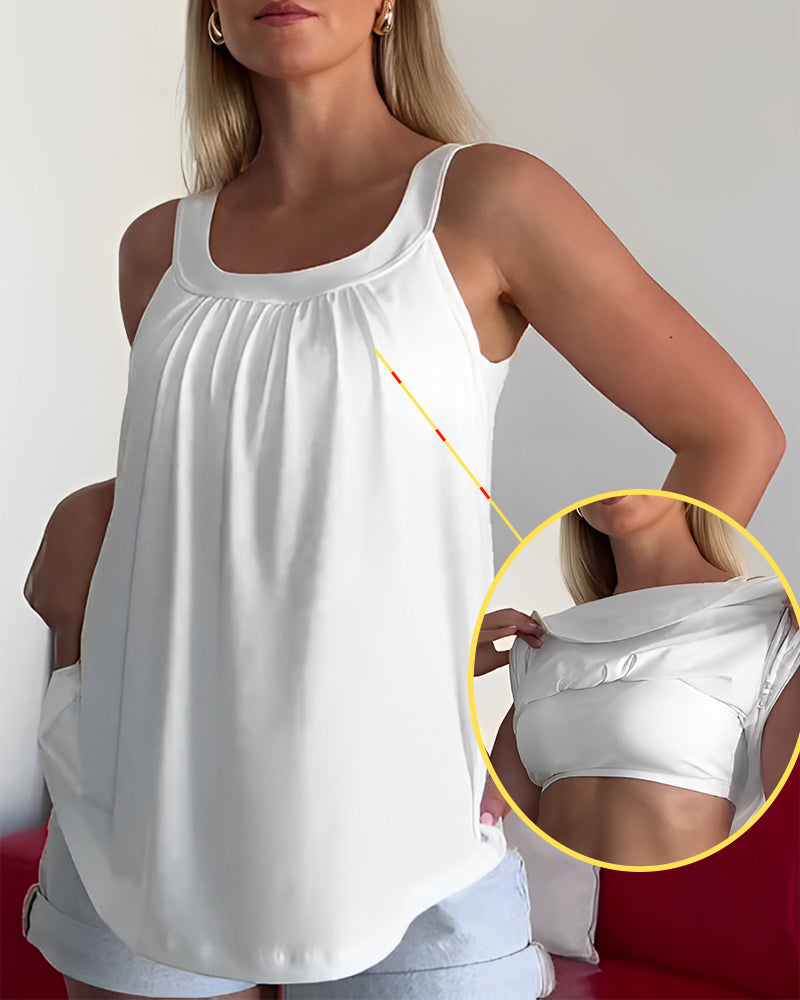 Caty | Solid Color Pleated Tank Top