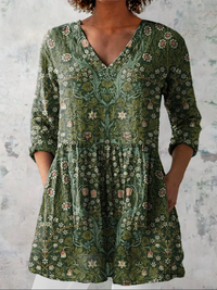 Julie | Long Blouse with V-Neck - Green