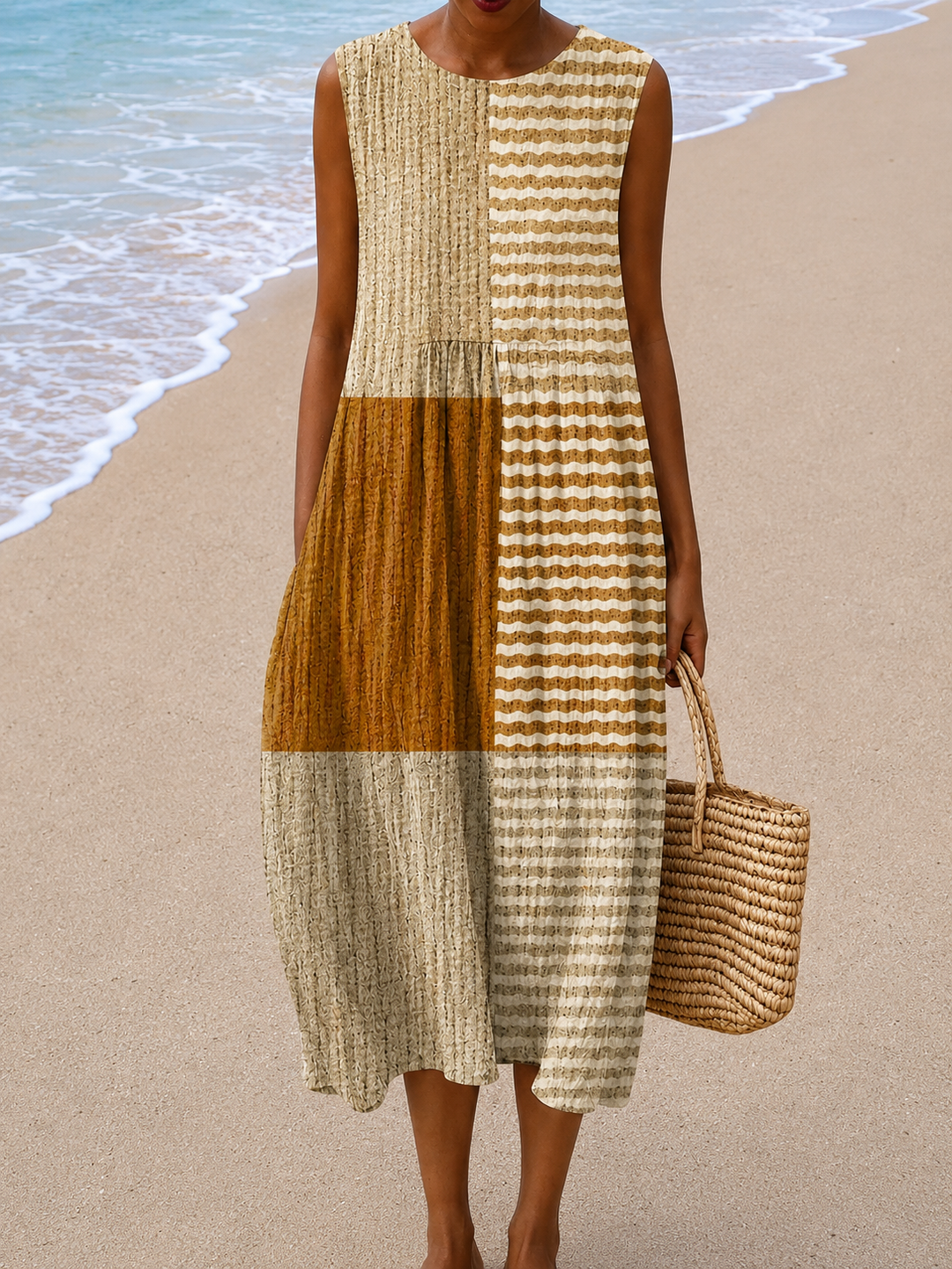 Stella - Women's Midi Dress with Sleeveless Relaxed Fit