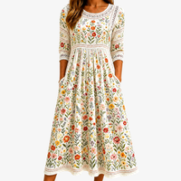 Wildflower Meadow Charm Midi Dress - S