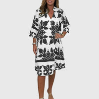 Daisy | Elegant Spring Dress - White/Black
