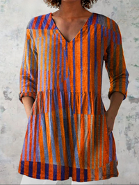 Nadia | Long Blouse with V-Neck - Orange