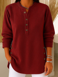 Eden | Button Henley Tunic - Burgundy