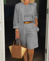 Riley - Stylish Two-Piece Suit Set - Gray