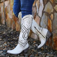 Monroe | Women Western Knee-High Boots - White