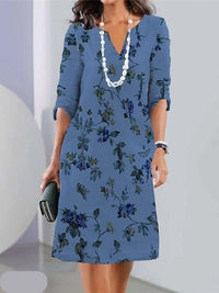 Eleanor | Floral Layered Dress - Navy Blue
